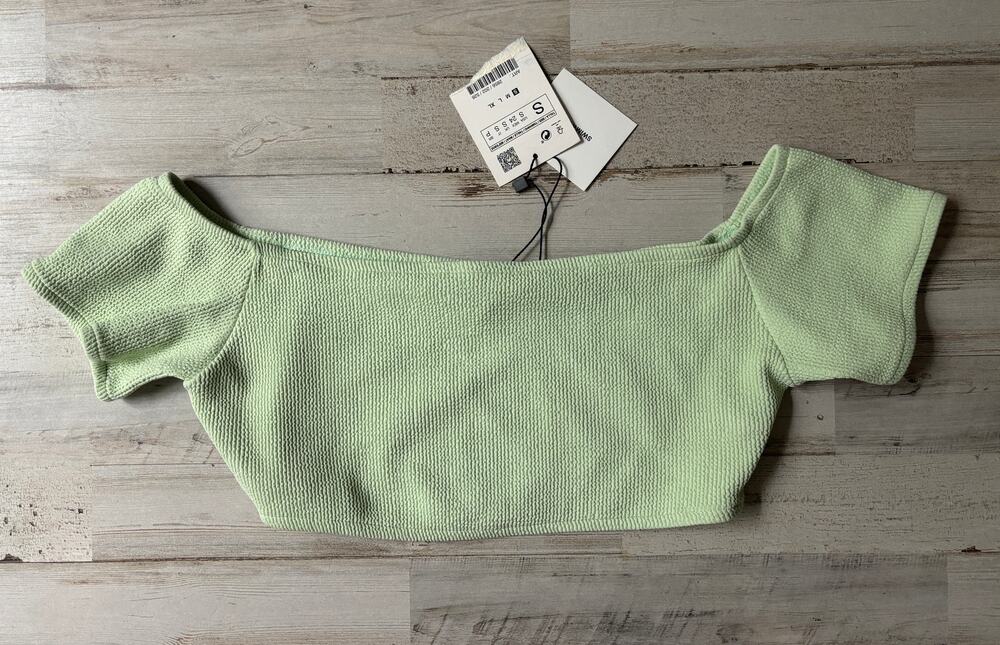 Zara Mint Green Swim Crop Top sz S NWT